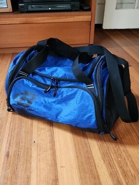 OGIO Blue Hex-Pattern Duffel Bag with Black Straps